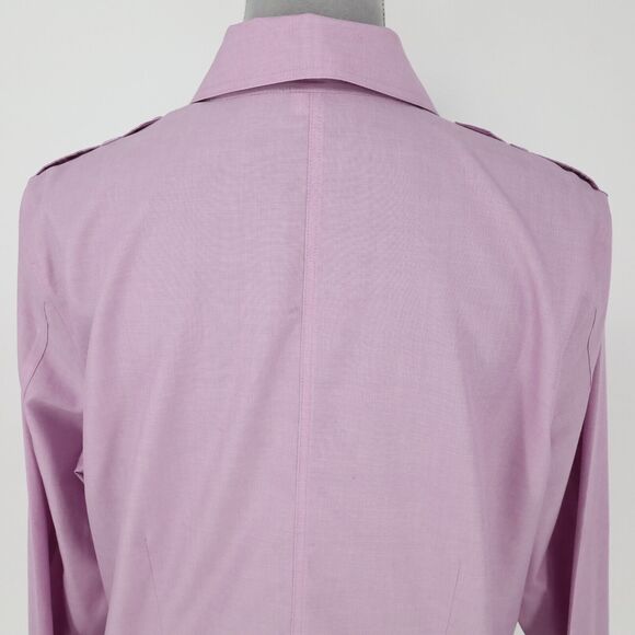 Coldwater Creek Top Petite LP PL Lavender No Iron Cotton Blouse Epaulette Preppy - Picture 8 of 13